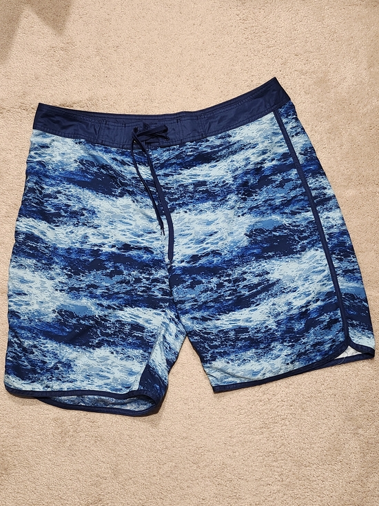 Old Navy Other - Old Navy Navy and Light Blue Wave-Print Swim Shorts